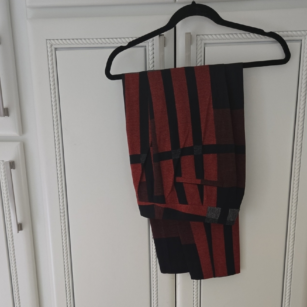 MaxMara Red and Black Striped Wide-Leg Pants